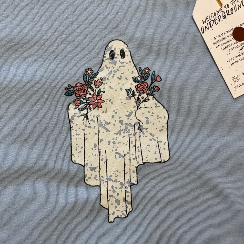 Light Blue Ghost Graphic Tee - the Clandestine Underground XL